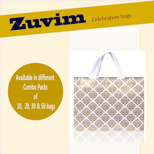 Zuvim Carry Bag for Return Gifts Canvas Fabric Bags for Wedding & Festivals, White-Gold Printed - Image 4