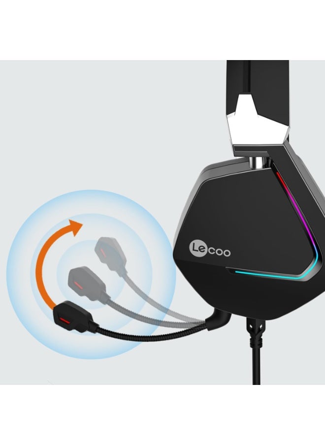 ليكو سماعة الألعاب السلكية Lecoo HT402 - مدعومة من لينوفو - ميكروفون مدمج - صوت محيطي USB 7.1 - أضواء RGB - أسود  - Image 2