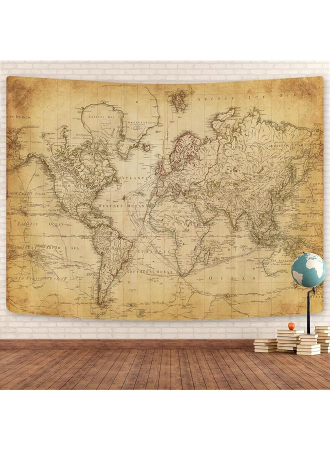 إيروريكس خريطة العالم القديمة، نسيج توزيع جغرافي لخريطة العالم القديمة، ملصق خريطة العالم التعليمية، أطلس تاريخي بني، للجدار، غرفة النوم، غرفة المعيشة، المكتب، 60 × 40 بوصة - Image 1