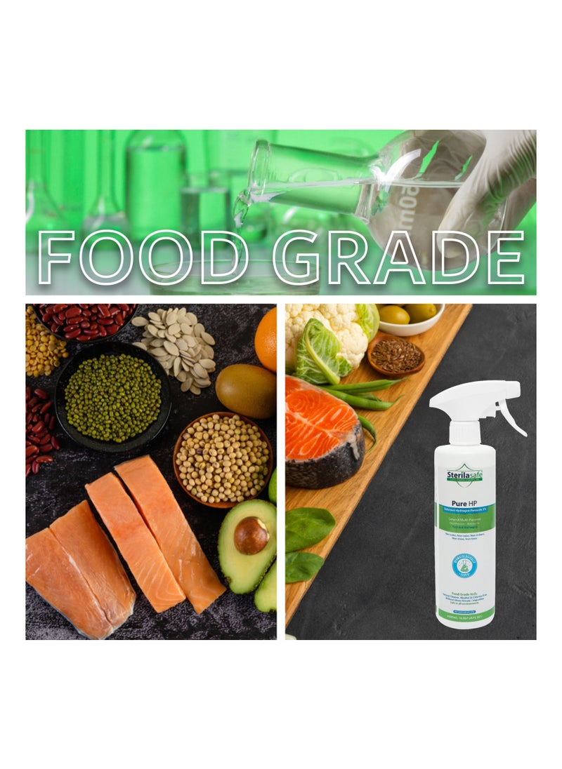 Sterilasafe - Sterilasafe Pure HP Food Grade, Hydrogen Peroxide 3%, H2O2, First Aid Antiseptic Spray, 500 ML - Image 1