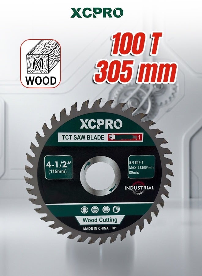 TCT Saw Blade 305mm 100T 2.0mm, Tungsten Carbide Tipped Wood Cutting Blade for Compatible Circular Saws, Carpentry and Woodworking, Color Box