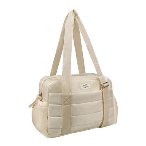 WOLT Mini Gym Bag for Women Small Duffel Bag with WetDry Pocket and Trolley Sleeve 14 Inch Lightweight Yoga Weekender Bag for Travel Work Out Beige - Image 1