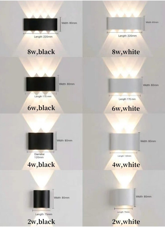 HUA QIANG WANG - Modern Outdoor Aluminium Wall Lights 4.7 INCH, 4W LED Wall Sconce, Warm White 3000K, AC 85-265V, IP65 Waterproof Up and Down Wall Lamp for Deck Fence Balcony Garden Lighting - Image 1
