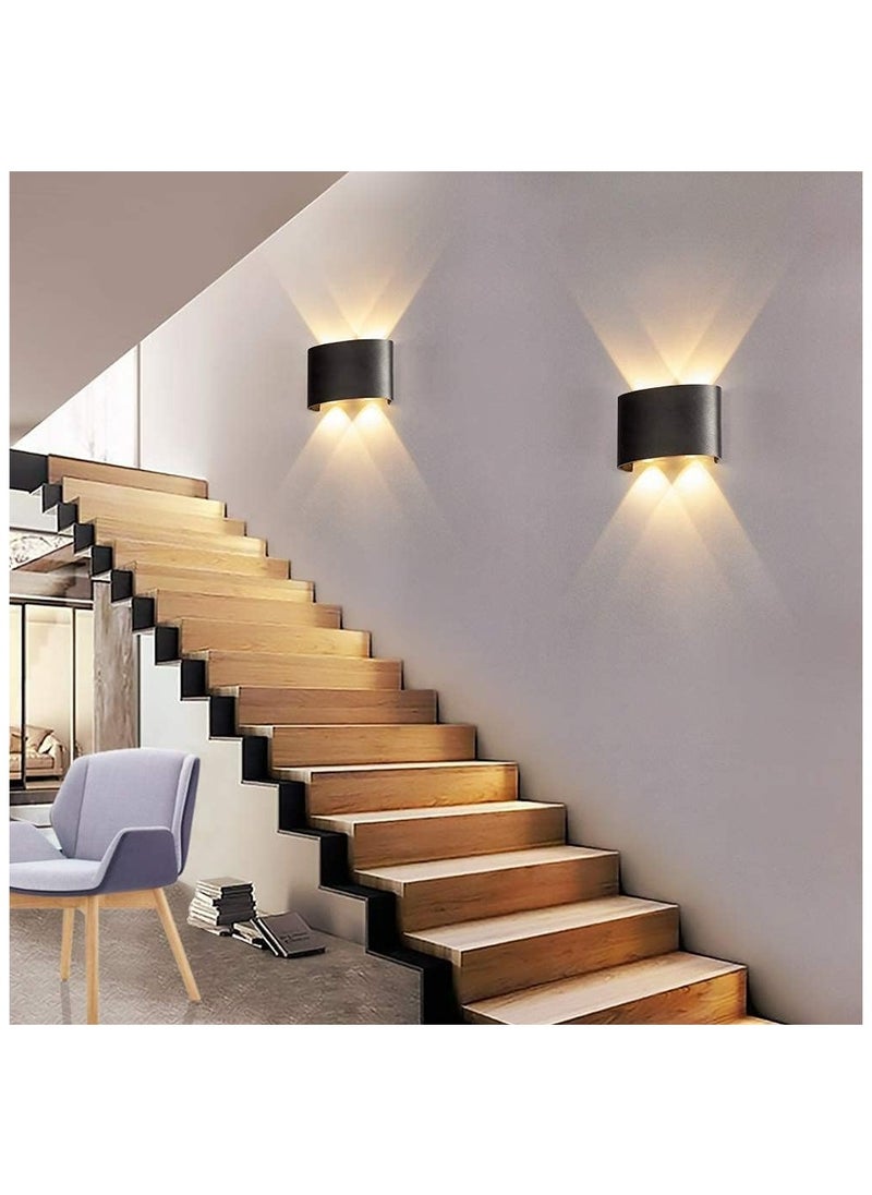 HUA QIANG WANG - Modern Outdoor Aluminium Wall Lights 4.7 INCH, 4W LED Wall Sconce, Warm White 3000K, AC 85-265V, IP65 Waterproof Up and Down Wall Lamp for Deck Fence Balcony Garden Lighting - Image 1