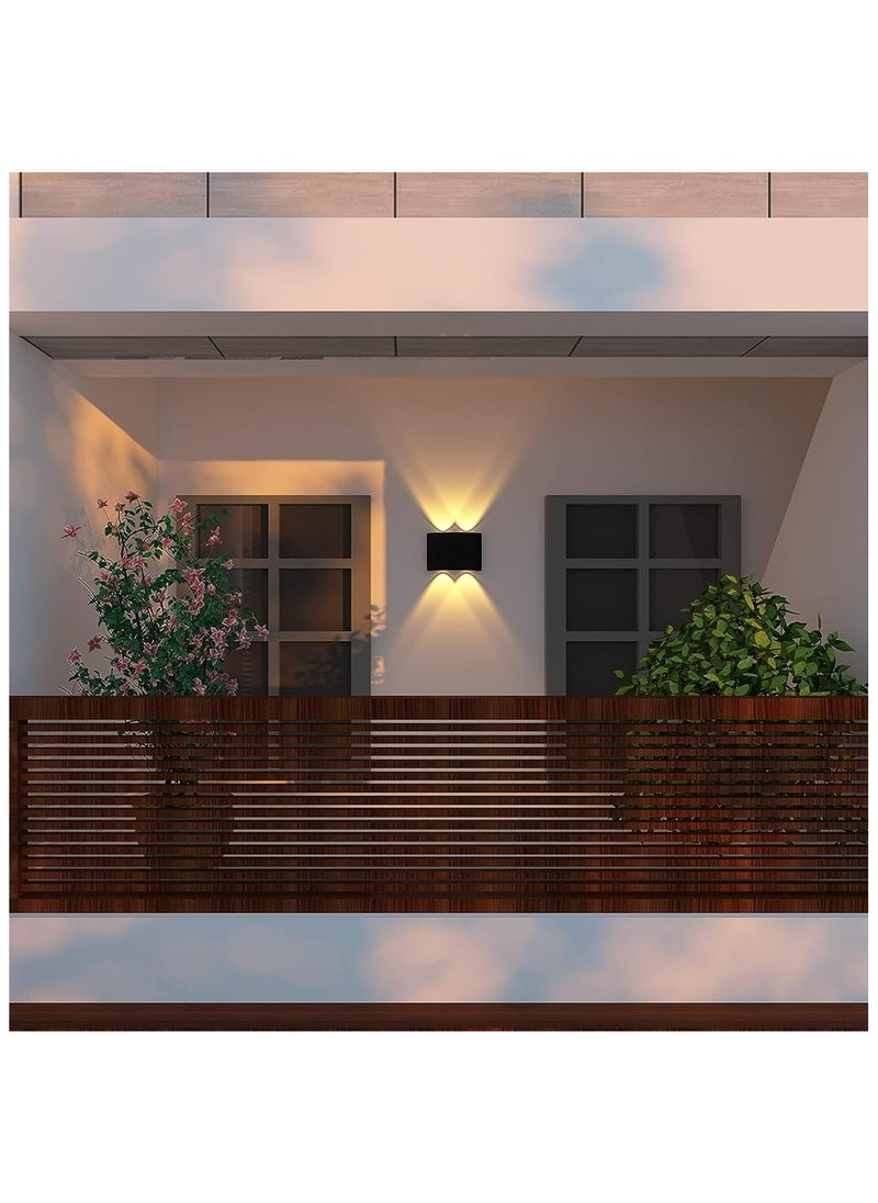 HUA QIANG WANG - Modern Outdoor Aluminium Wall Lights 4.7 INCH, 4W LED Wall Sconce, Warm White 3000K, AC 85-265V, IP65 Waterproof Up and Down Wall Lamp for Deck Fence Balcony Garden Lighting - Image 1