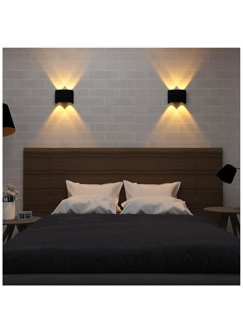 HUA QIANG WANG - Modern Outdoor Aluminium Wall Lights 4.7 INCH, 4W LED Wall Sconce, Warm White 3000K, AC 85-265V, IP65 Waterproof Up and Down Wall Lamp for Deck Fence Balcony Garden Lighting - Image 1