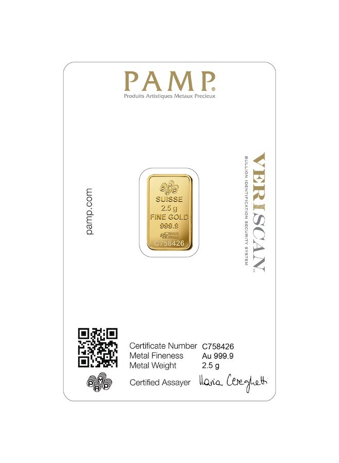 PAMP Suisse Lady Fortuna 2.5g Fine Gold Minted Bar 999.9 - Image 2