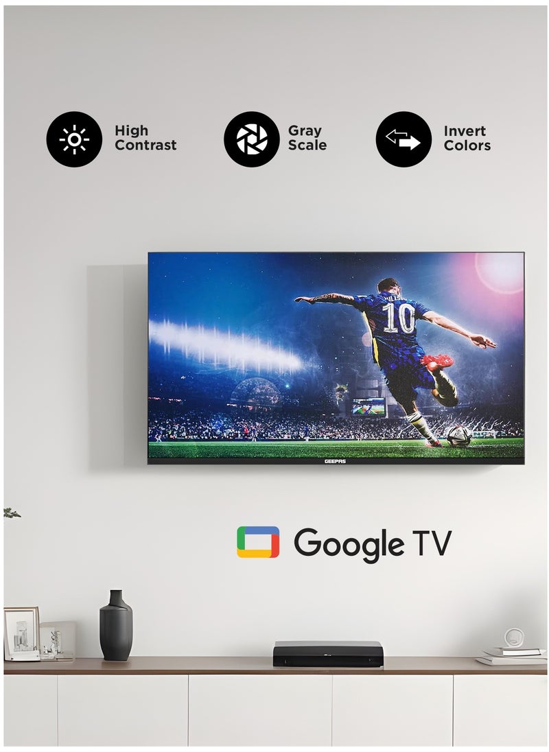 GEEPAS 32 Inch Frameless Full HD Google LED TV With Remote Control| HDMI And USB Ports, PC Audio In  | Chromecast build-in, Dolby Audio, DVBT2/S2| Wall-mount Bracket| GLED3214SGXHD Black  - Image 4