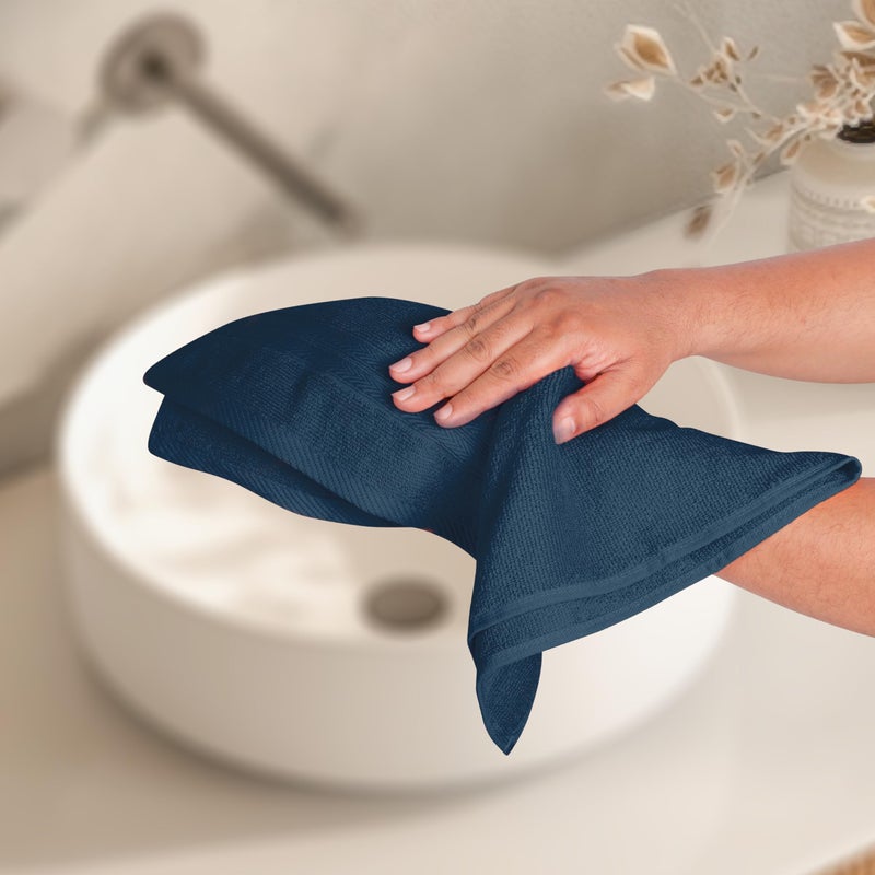 BOUTIQUO Ultra Soft 6-Piece Hand Towel Set 16x28-100% Ringspun Cotton - Durable & Highly Absorbent Hand Towels - Ideal for use in Bathroom  Kitchen  Gym  Spa & General Cleaning - Mineral Blue - Image 4