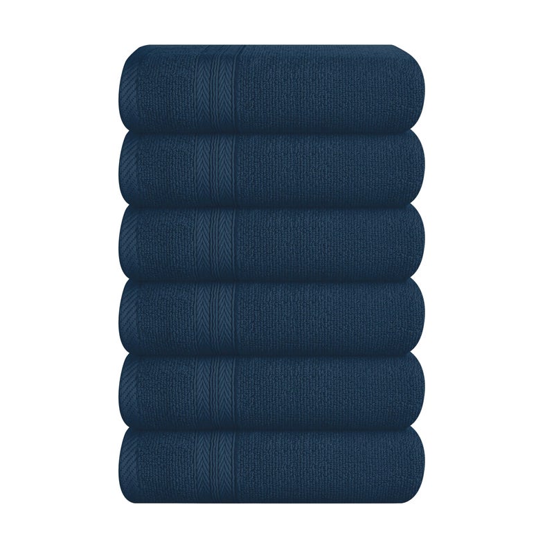BOUTIQUO Ultra Soft 6-Piece Hand Towel Set 16x28-100% Ringspun Cotton - Durable & Highly Absorbent Hand Towels - Ideal for use in Bathroom  Kitchen  Gym  Spa & General Cleaning - Mineral Blue - Image 1