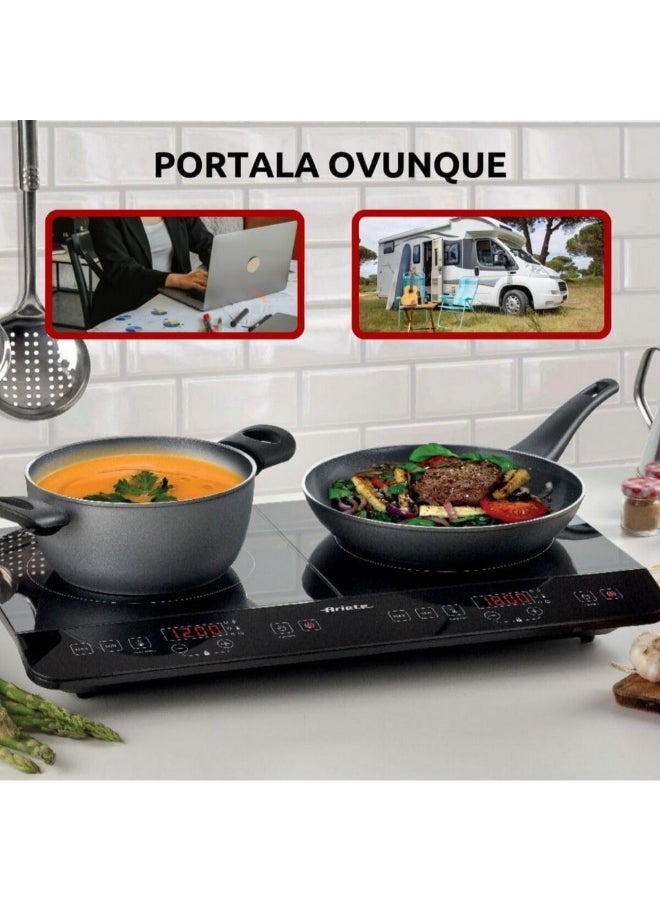 أريتي 2000W + 1500W Double Induction Hot Plate Black 6.5 x 35 x 58 cm 00C199800ARAS 3500 W 00C199800ARAS - Image 3