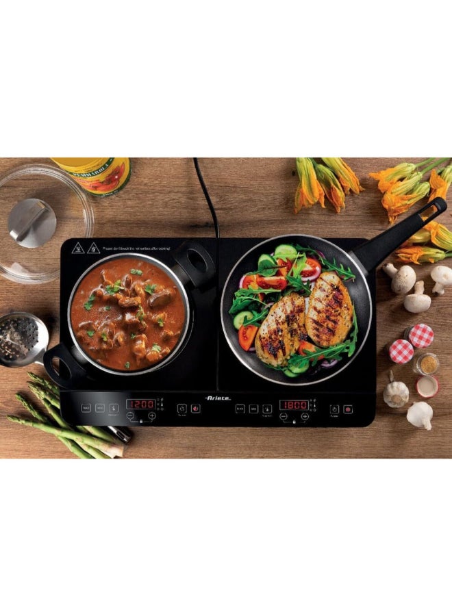 أريتي 2000W + 1500W Double Induction Hot Plate Black 6.5 x 35 x 58 cm 00C199800ARAS 3500 W 00C199800ARAS - Image 4