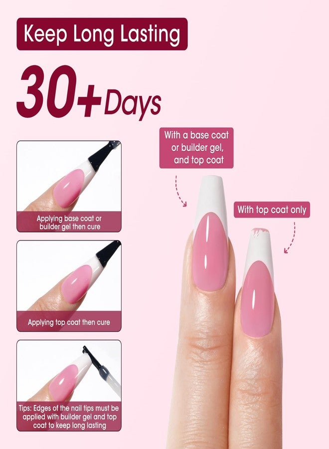 Gellen Almond French Tip Press on Nails Pink, 3 in 1 Soft Gel Nail Tips, Pre-colored Press on Nails Medium Almond Fake Nails with White Tips, Nail Extension Gel Nails Tips - Image 5
