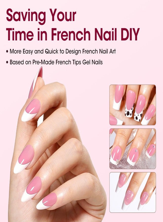 Gellen Almond French Tip Press on Nails Pink, 3 in 1 Soft Gel Nail Tips, Pre-colored Press on Nails Medium Almond Fake Nails with White Tips, Nail Extension Gel Nails Tips - Image 3