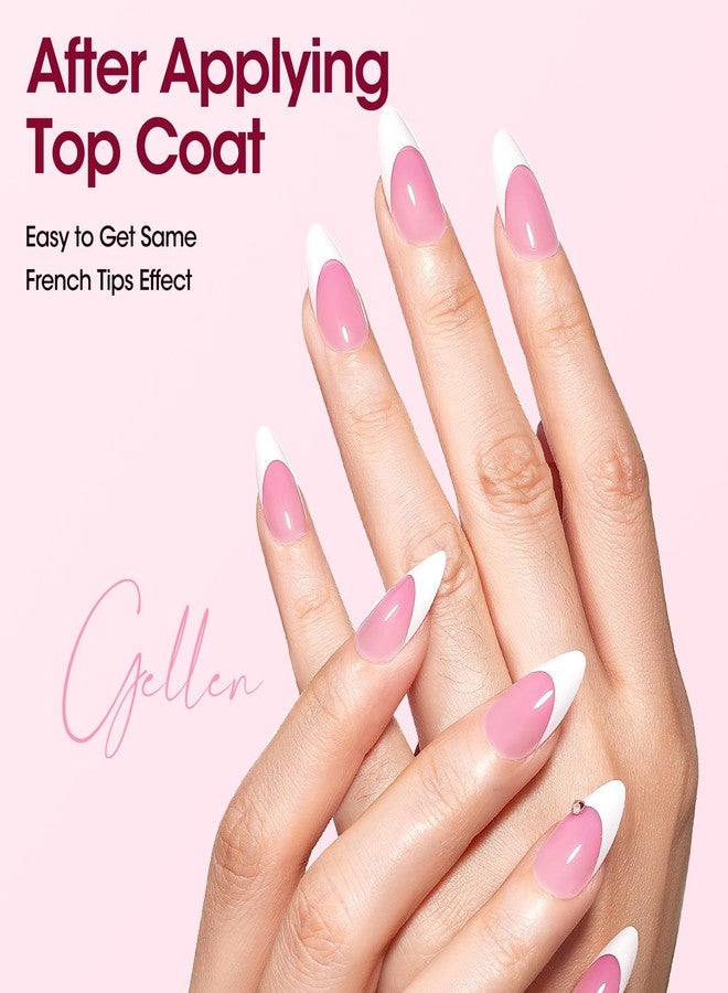 Gellen Almond French Tip Press on Nails Pink, 3 in 1 Soft Gel Nail Tips, Pre-colored Press on Nails Medium Almond Fake Nails with White Tips, Nail Extension Gel Nails Tips - Image 2