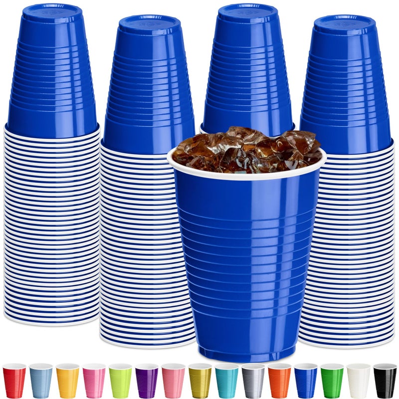 DecorRack Blue Plastic Cups 12 oz Disposable Cups Reusable Party Supplies 120 Count