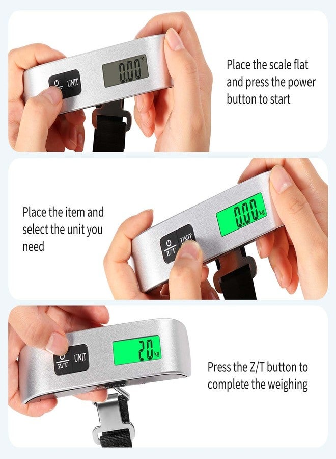 Blendura Luggage Scale, Portable Digital Travel with Temperature Sensor, Hanging Scale, Tare Function, Practical for Travel, Outdoor, up to 50 kg, Silver - Image 5