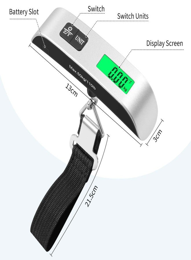 Blendura Luggage Scale, Portable Digital Travel with Temperature Sensor, Hanging Scale, Tare Function, Practical for Travel, Outdoor, up to 50 kg, Silver - Image 3