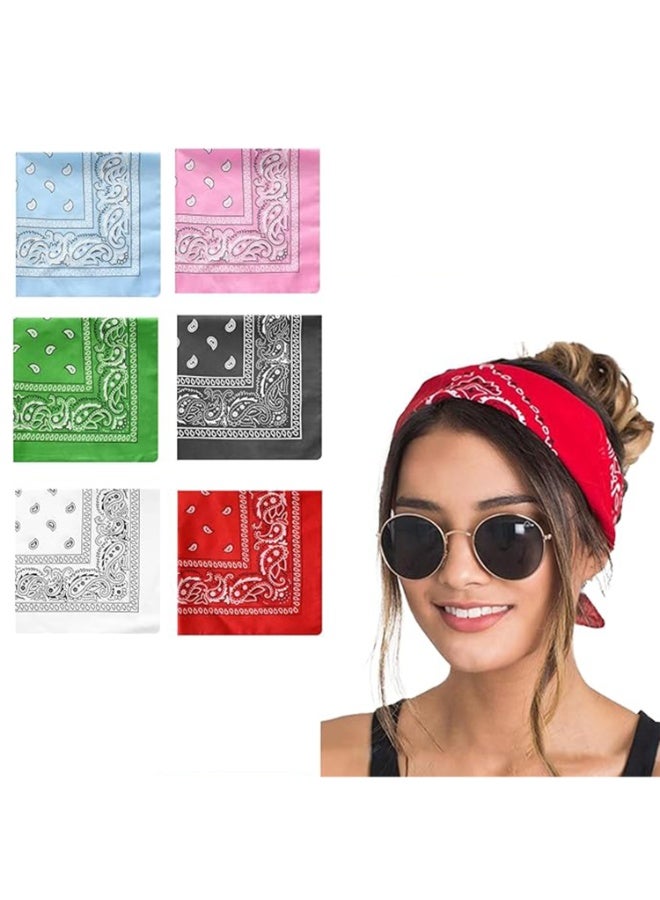 FAYET 6-Pack Unisex Paisley Bandanas, 54x54cm Multifunction Head Scarf, Cowboy Neckerchief, Face Mask, Neck Warmer for Men & Women - Image 1