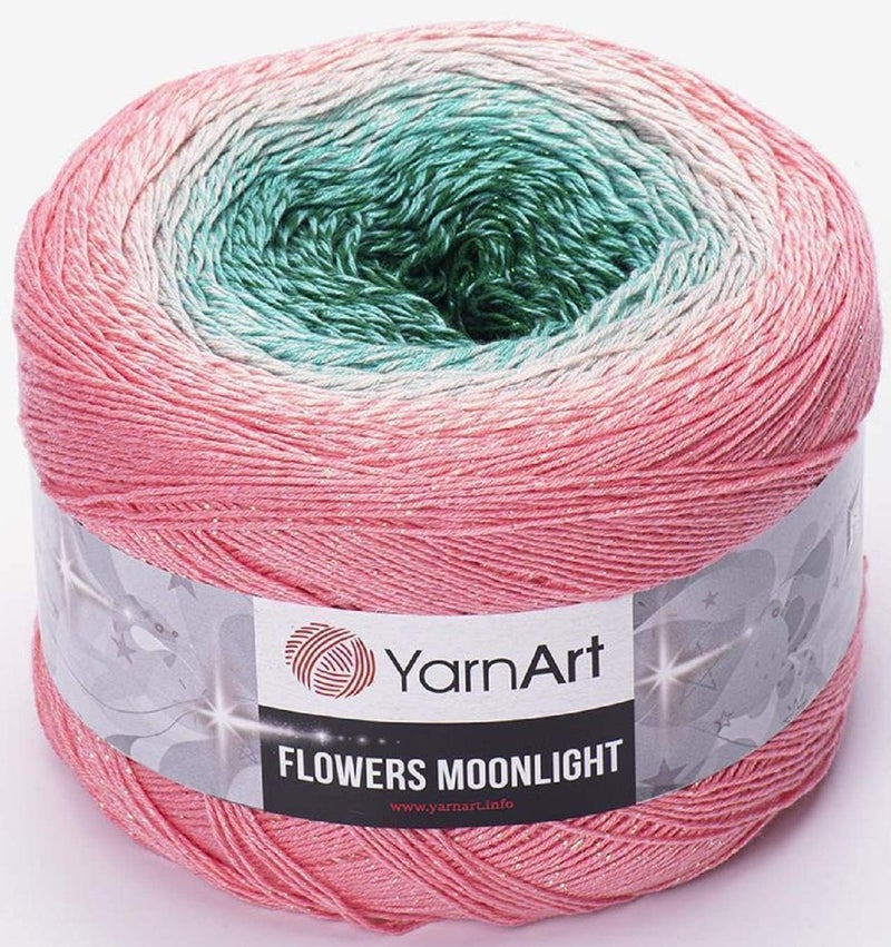 YarnArt خيوط يارن آرت فلورز مونلايت جليتر قطن وزن 917 أونصة طول 1093 ياردة قوس قزح كروشيه معدني لوريكس يدوي لامع فضي كعكة متعددة الألوان قطن قوس قزح كروشيه 3292 - Image 2