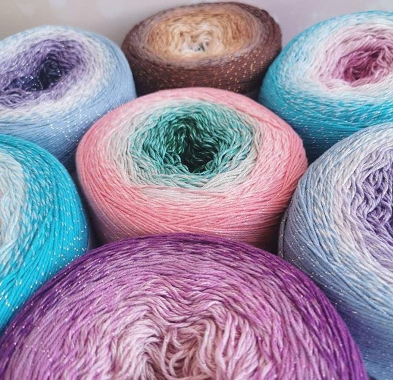 YarnArt خيوط يارن آرت فلورز مونلايت جليتر قطن وزن 917 أونصة طول 1093 ياردة قوس قزح كروشيه معدني لوريكس يدوي لامع فضي كعكة متعددة الألوان قطن قوس قزح كروشيه 3292 - Image 5