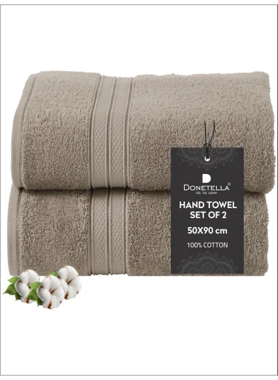 Donetella Premium 100 % Combed Cotton 2-Pcs Hand Towel Set (50 X 90 CM) 600 GSM Super Soft Hand Towel, Highly Absorbent, Quick Dry,Best Towel for Bathroom, Spa And Hotel.