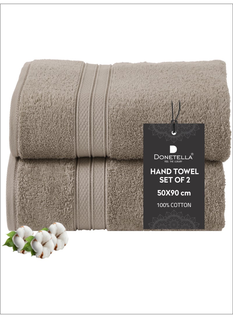 Donetella Premium 100 % Combed Cotton 2-Pcs Hand Towel Set (50 X 90 CM) 600 GSM Super Soft Hand Towel, Highly Absorbent, Quick Dry,Best Towel for Bathroom, Spa And Hotel,White - Image 1