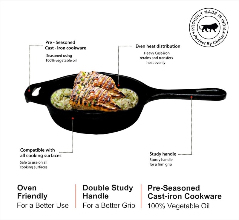 Anantam Collection 6 Inch Cast Iron Fry Pan Skillet Pan Fry Mini Super Smooth Frying Pan Black - Image 4