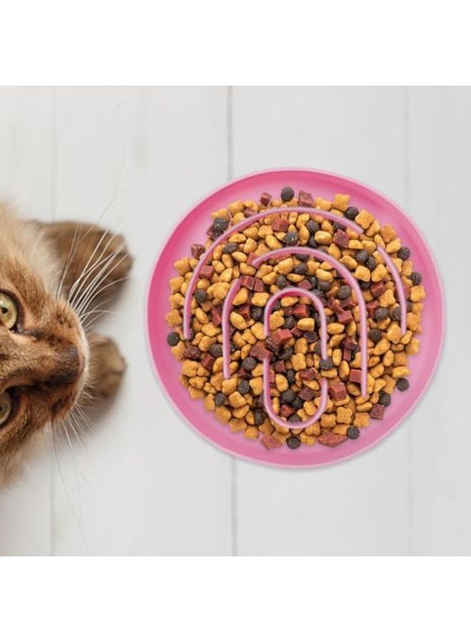 وعاء قطط وردي للتغذية البطيئة مع قاعدة غير قابلة للانزلاق، طبق طعام صحي للقطط والكلاب الصغيرة - Image 4