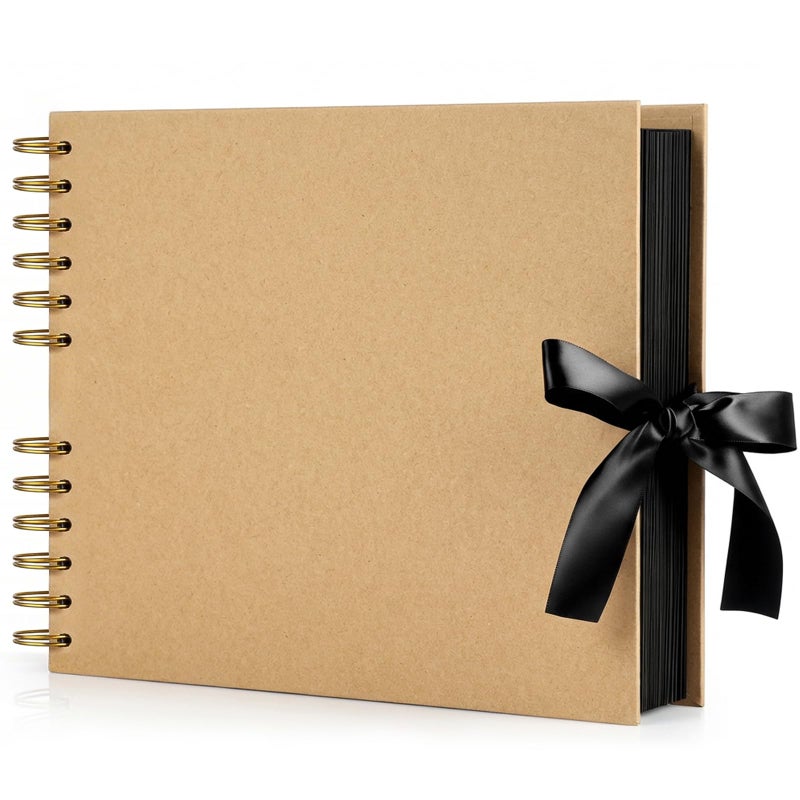 INNOCHEER Brown 8X12 Self Adhesive Scrapbook 40 Sheets 80 Pages Hard Cover NonFading Thick Craft Paper