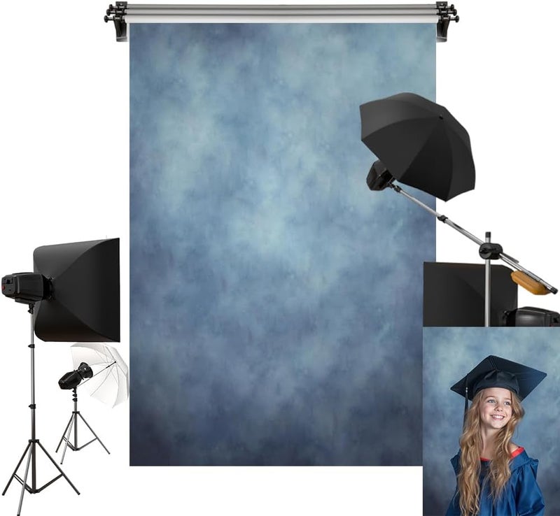 Kate 6.5x10ft Large Blue Backdrop for Photography - Retro Cyan Studio Abstract Background - Image 1