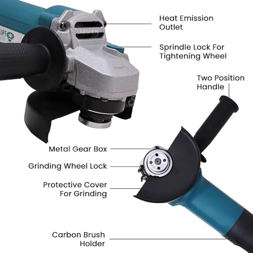 PROGEN 9100-NHG, 1380W, 115mm Heavyduty 4.5 Inch Angle Grinder for Grinding, Cutting, Sharpening, Polishing, Removing Rust (12000Rpm) - Image 2