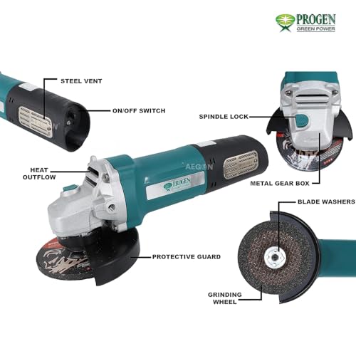 PROGEN 9100-NHG, 1380W, 115mm Heavyduty 4.5 Inch Angle Grinder for Grinding, Cutting, Sharpening, Polishing, Removing Rust (12000Rpm) - Image 3