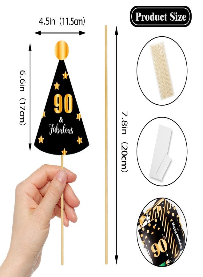 LINGTEER Happy 90th Birthday Party Photo Booth Props,Cheers to 90th Birthday Ninety Years Old Bday Party Centerpieces Props Decorations Sign. - Image 2