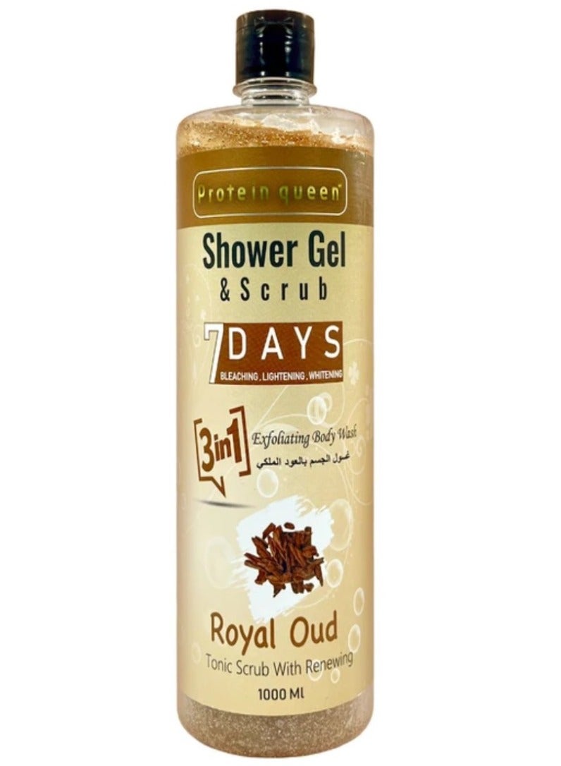 Protein queen Shower Gel & Scrub 7days Bleaching, Lightening, Whitening Royal Oud 1000ml