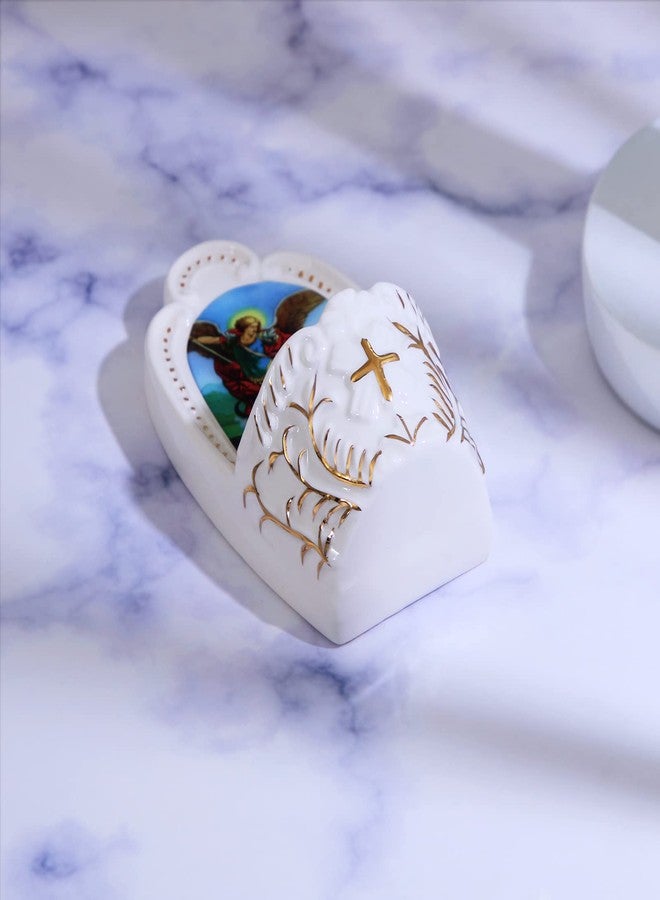 KOMI Porcelain Catholic Holy Water Font Saint Michael Holy Water Font for Entrance of Home Church Wall Hanging Decor Great Gift for First Communion, Confirmation, or New Home - Image 5