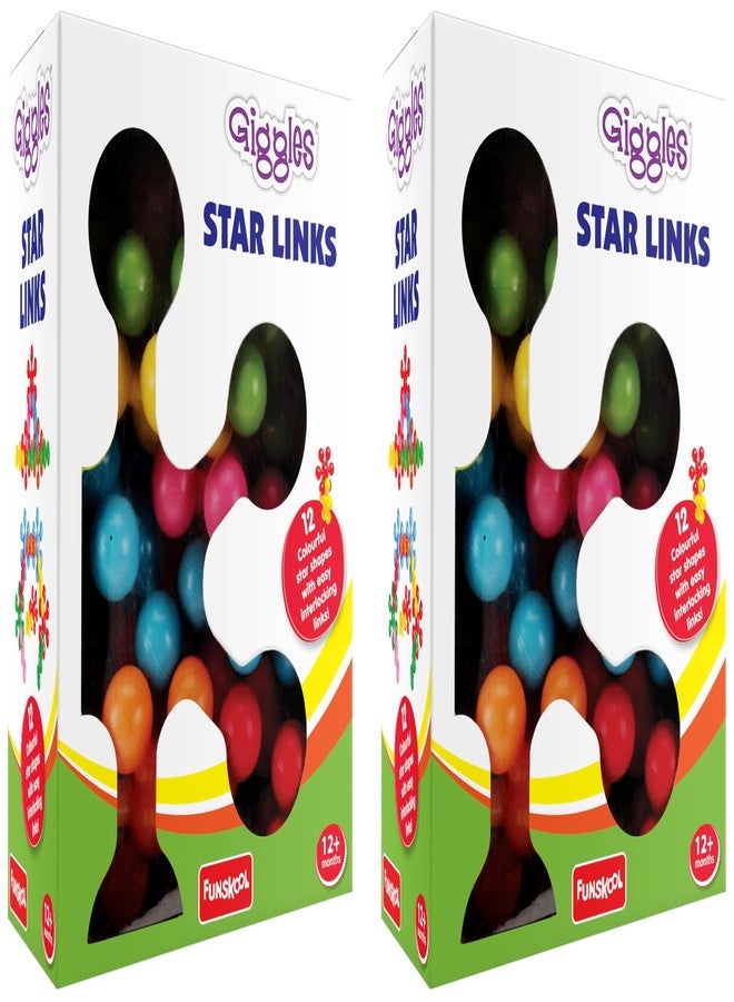 Giggles Funskool Star Links, Multicoloured Interlocking Learning Educational Blocks, Improves Creativity and Construction Blocks for Kids, 6 Months & Above, Infant and Preschool Toys (Pack of 2) - Image 1