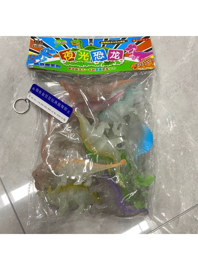 Dinosaur Toy Soft Rubber Tyrannosaurus Rex Simulation Dinosaur Bag Children's Family Model Birthday Gift Set-Color:6743 【Light-in-the-dark Dinosaur】 - Image 1