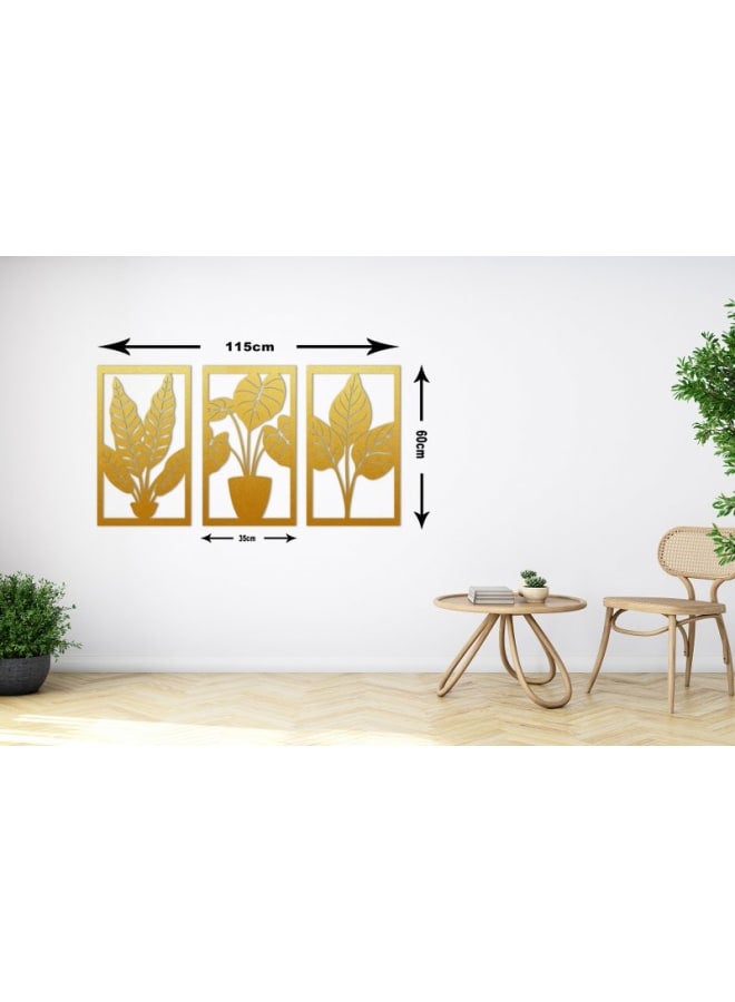 هوم جاليري لوحة جدارية خشبية ثلاثية من نباتات منزلية بسيطة - Image 3