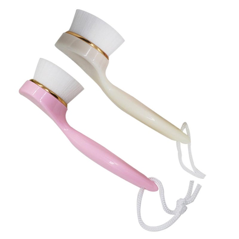 Long Handle Facial Cleansing Brush 2 Pack Soft Bristles For Sensitive Skin Daily Skincare - Image 2
