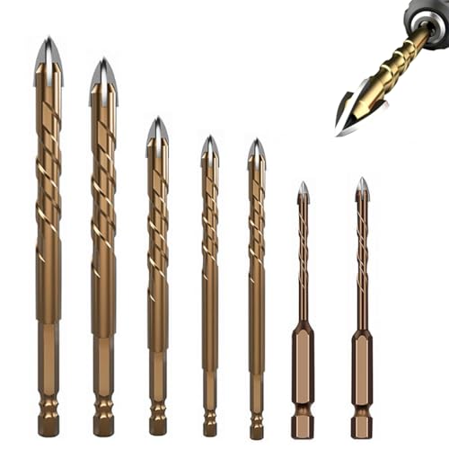 Serplex® 7Pcs High Impact Power Drill Bits Set, Masonry Drill Bits Set Premium Alloy Steel, Carbide Tips, 3mm-12mm Sizes, Efficient Drilling, Versatile for Glass, Tile, Brick, Plastic, Wood - Image 1
