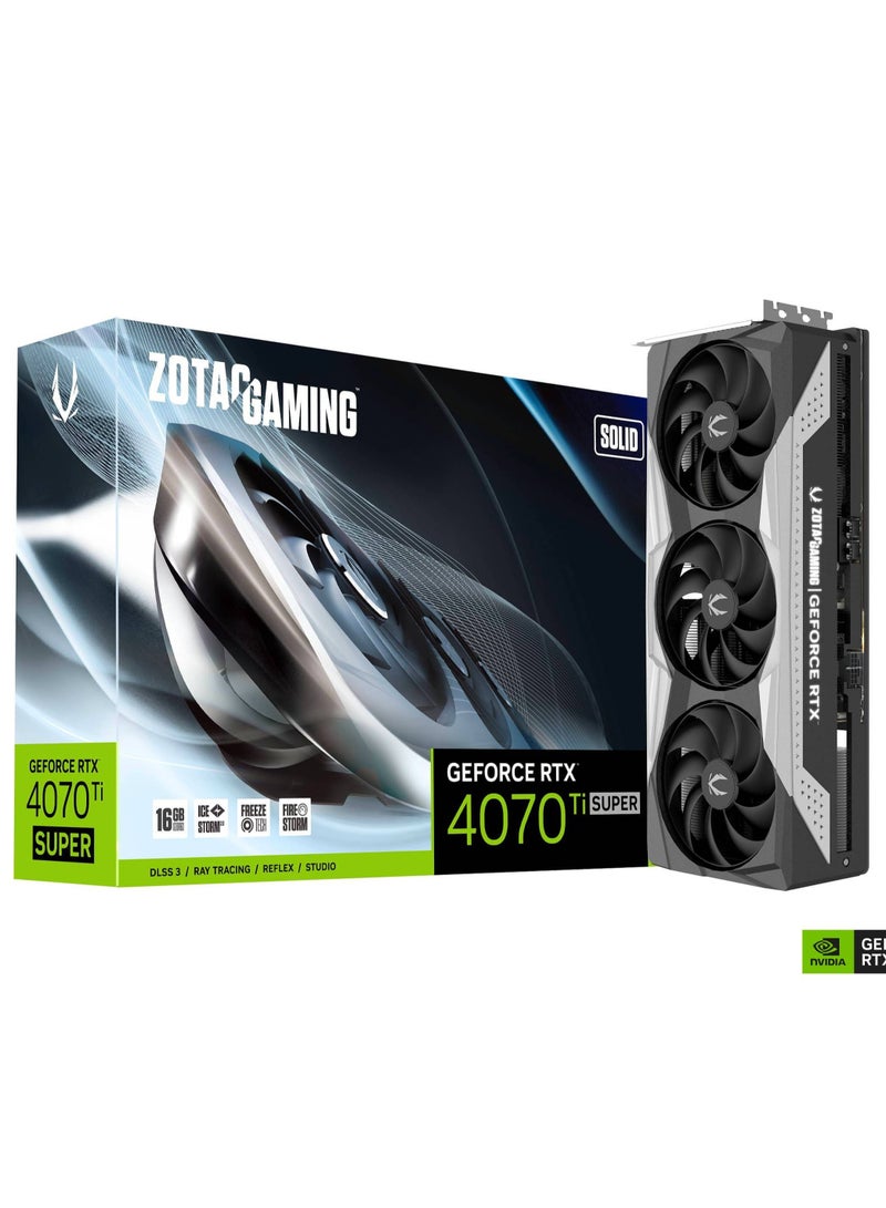 ZOTAC GAMING GEFORCE RTX 4070 Ti SUPER SOLID OC 16GB GDDR6X 256bit 2640/21000 HDCP Three DP HDMI Premium Pack - Image 1