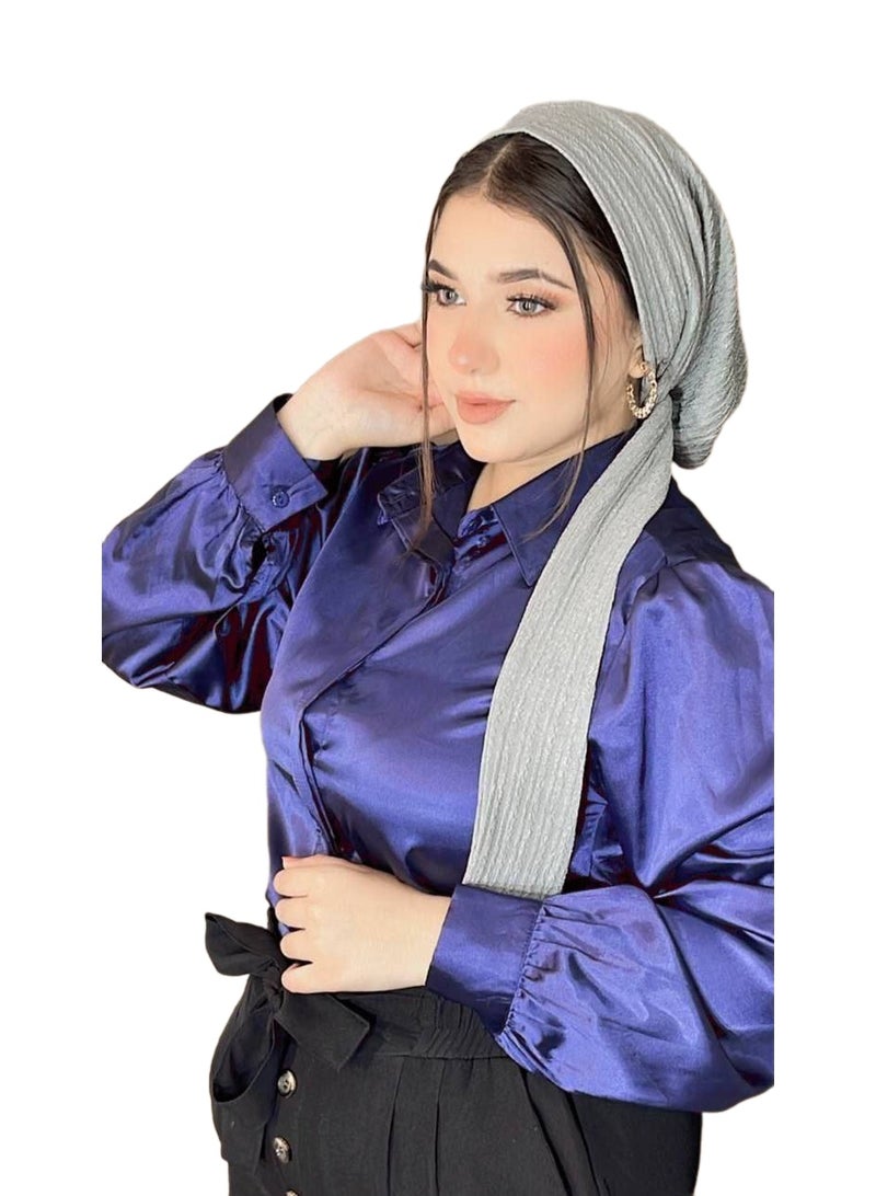 طرحة مكرمش فاخرة للنساء – تصميم عصري مريح – لون رمادي أنيق – خامة خفيفة عالية الجودة لإطلالة راقية