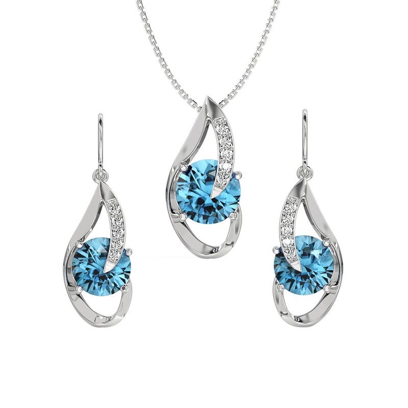 CLARA 925 Sterling Silver Sky Blue Eye Pendant with Chain Necklace | Rhodium Plated, Swiss Zirconia | Gift for Women & Girls - Image 1