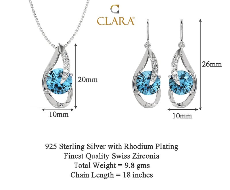 CLARA 925 Sterling Silver Sky Blue Eye Pendant with Chain Necklace | Rhodium Plated, Swiss Zirconia | Gift for Women & Girls - Image 5