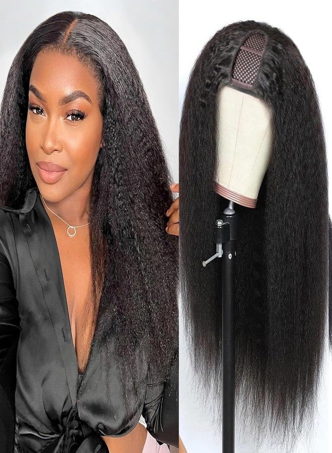 سيلينا شعر مستعار سيلينا، جزء على شكل حرف U، شعر بشري طبيعي، مجعد ومستقيم، بدون غراء، بدون ترك أي جزء، شعر مستعار مطور، جزء على شكل حرف U، للنساء، ياكي، شكل حرف U، أسود طبيعي، 14 بوصة - Image 1