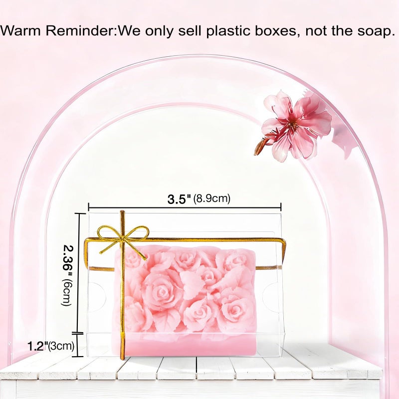 JCXGRVC 40 Pack 3.5"x2.36"x1.2" Clear Plastic Soap Boxes for Homemade Soap Small Dessert Gift Bakery Boxes for Macarons, Cookies & Candies, Wedding & Birthday Party Favors - Image 2