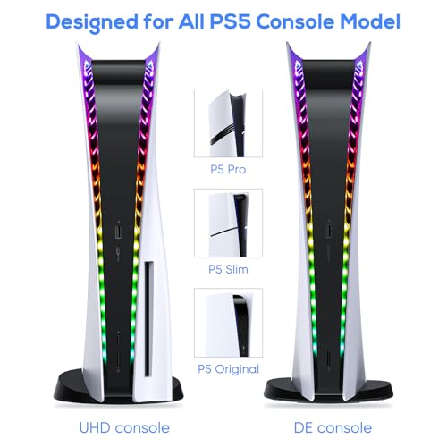 FASTSNAIL LED Light Strip for All PS5 Model, Accessories for PS5 Pro/PS5 Slim/PS5 Original, 358 DIY Modes 7 RGB Colors for PS5 Led Light, Led Strip Light Kit Decoration for PlayStation 5 Console - Image 3