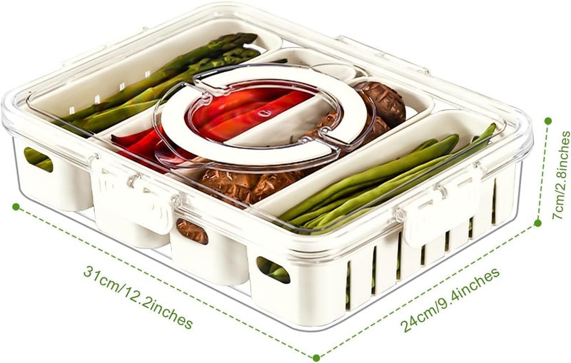 Hexwell Storage Containers for Fridge with Lid and Handle Portable Food Box Container with 4 Removable Colanders Fresh Produce Saver for Fruit Vegetable Refrigerator Kitchen Home Picnic - Image 5