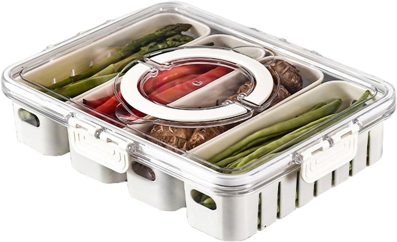 Hexwell Storage Containers for Fridge with Lid and Handle Portable Food Box Container with 4 Removable Colanders Fresh Produce Saver for Fruit Vegetable Refrigerator Kitchen Home Picnic - Image 1